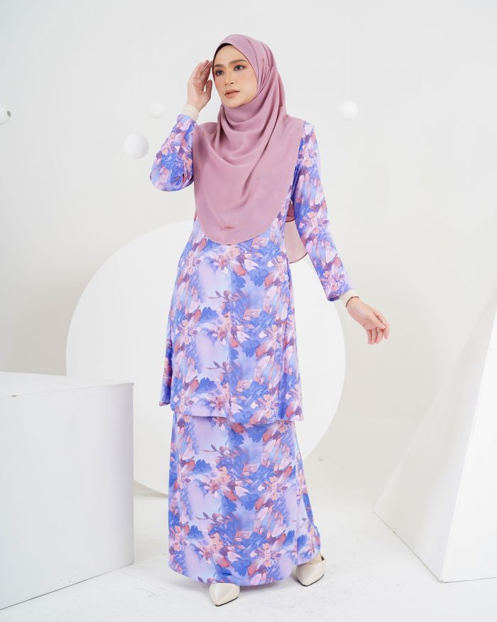 Baju Kurung Laura Printed 5.0 - Purple Bougainvillea