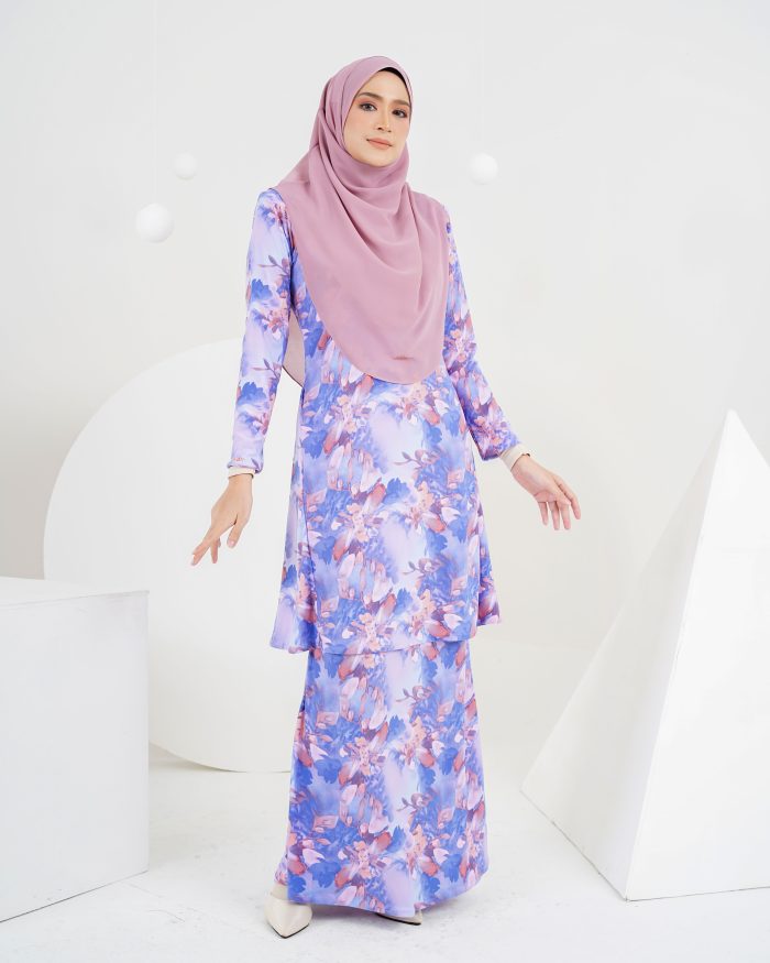 Baju Kurung Laura Printed 5.0 - Purple Bougainvillea - Image 2