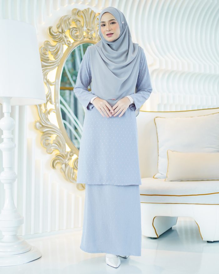 Baju Kurung Moden Rania - Ash Grey - Image 2