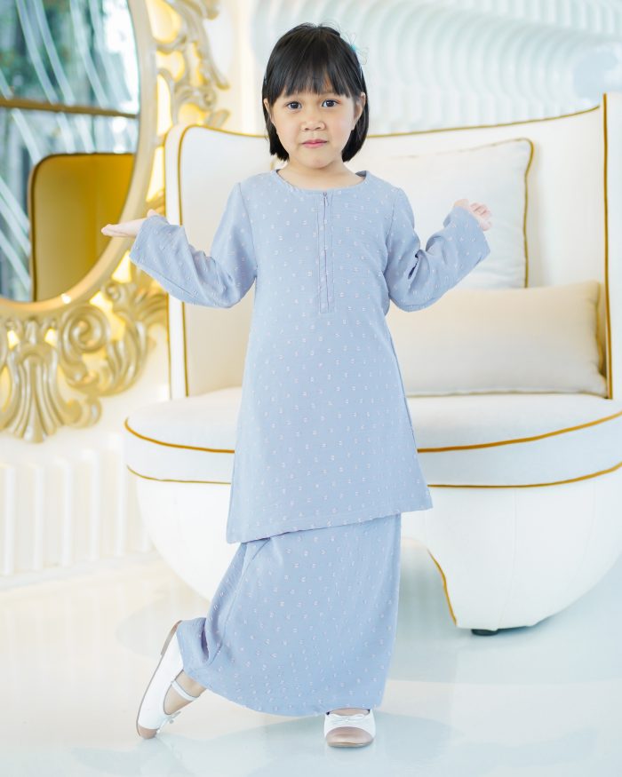 Baju Kurung Moden Rania Kids - Ash Grey