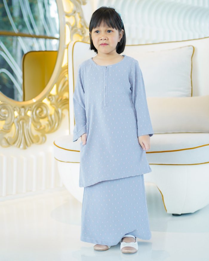 Baju Kurung Moden Rania Kids - Ash Grey - Image 2