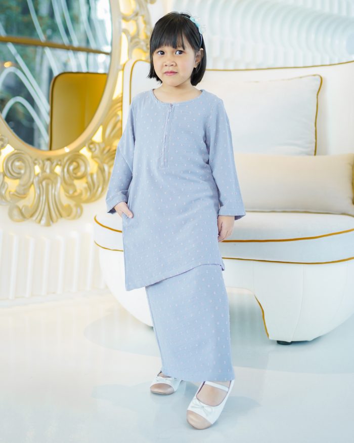 Baju Kurung Moden Rania Kids - Ash Grey - Image 3