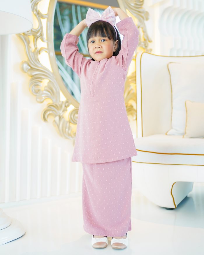 Baju Kurung Moden Rania Kids - Candy Pink - Image 2