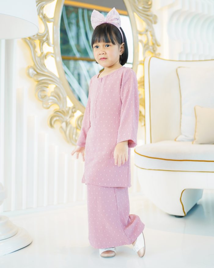 Baju Kurung Moden Rania Kids - Candy Pink - Image 3