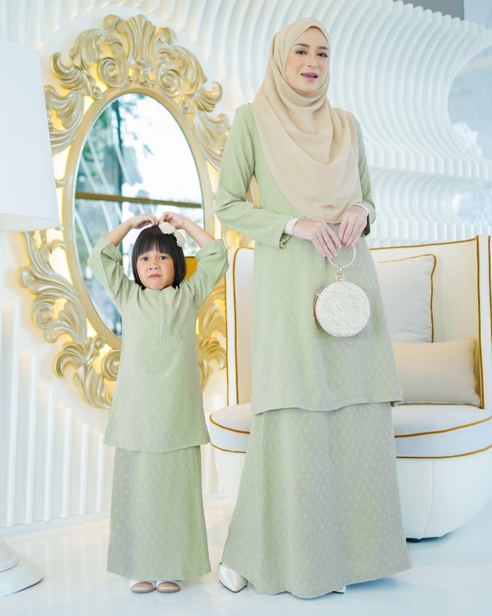 Baju Kurung Moden Rania - Sage Green - Image 4