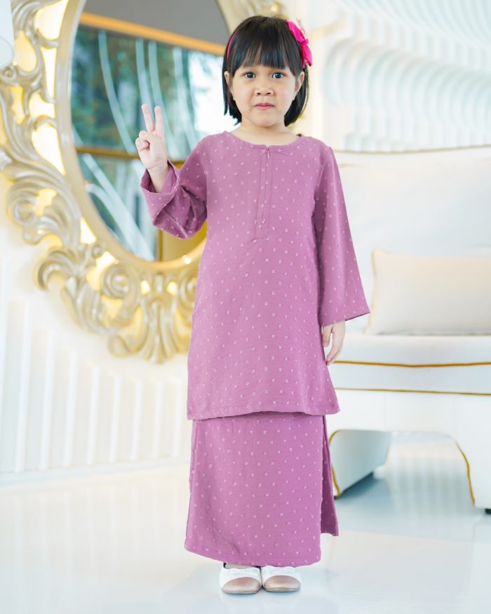 Baju Kurung Moden Rania Kids - Orchid Purple - Image 3