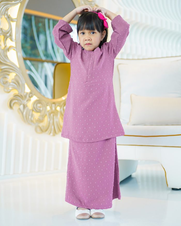 Baju Kurung Moden Rania Kids - Orchid Purple - Image 2