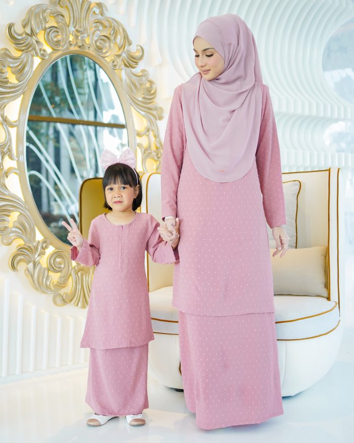 Baju Kurung Moden Rania Kids - Candy Pink - Image 4