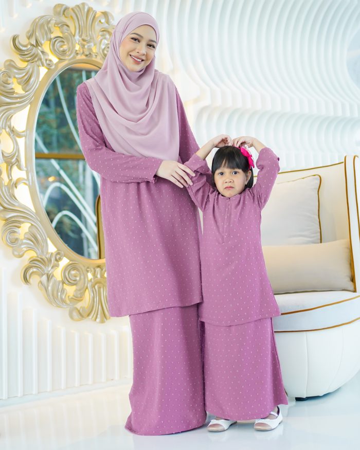 Baju Kurung Moden Rania Kids - Orchid Purple - Image 4