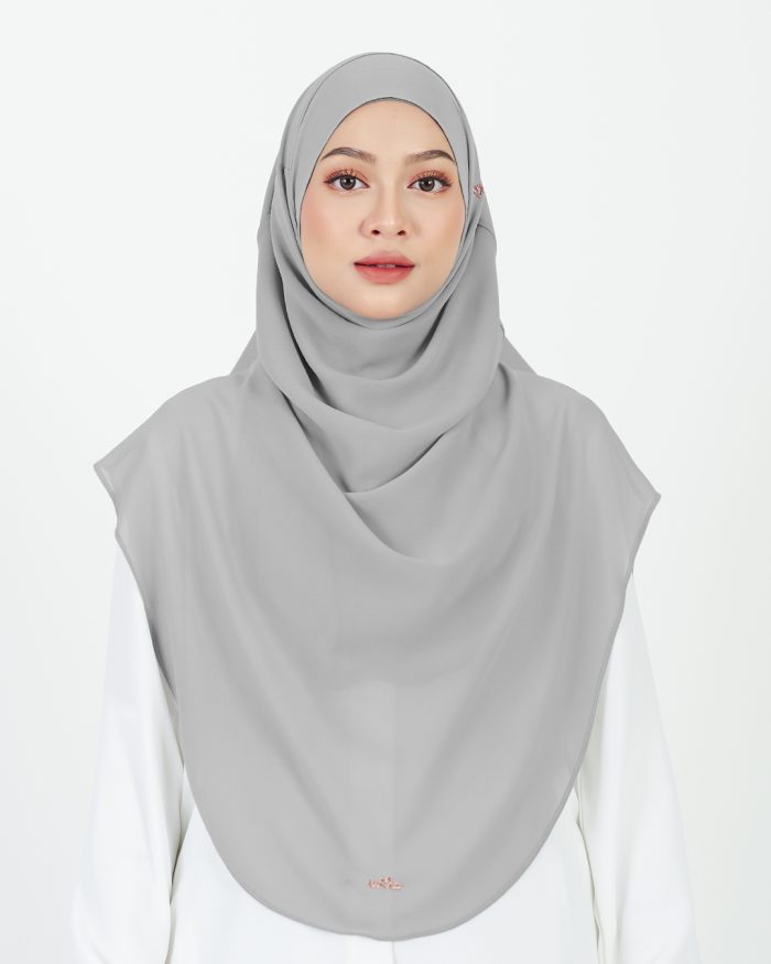 [AS-IS] Tudung Sarung Instant Chiffon Lustia (XL) - Light Grey