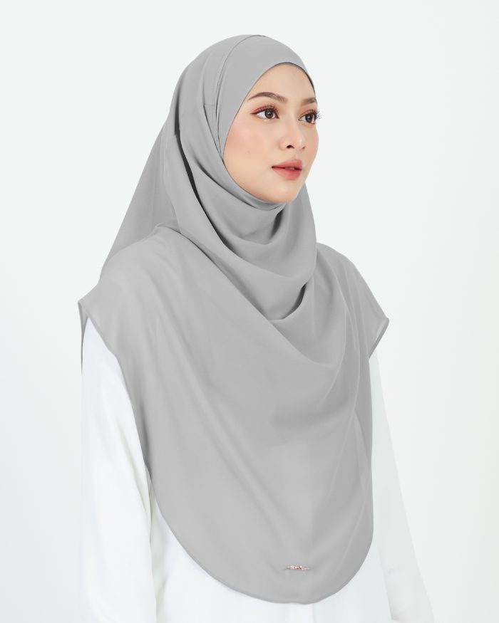 [AS-IS] Tudung Sarung Instant Chiffon Lustia (XL) - Light Grey - Image 3