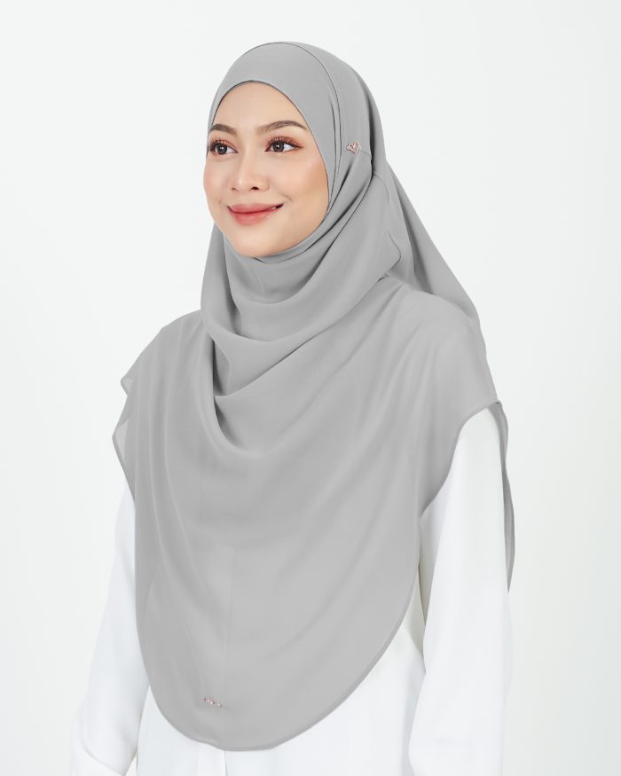 [AS-IS] Tudung Sarung Instant Chiffon Lustia (XL) - Light Grey - Image 2