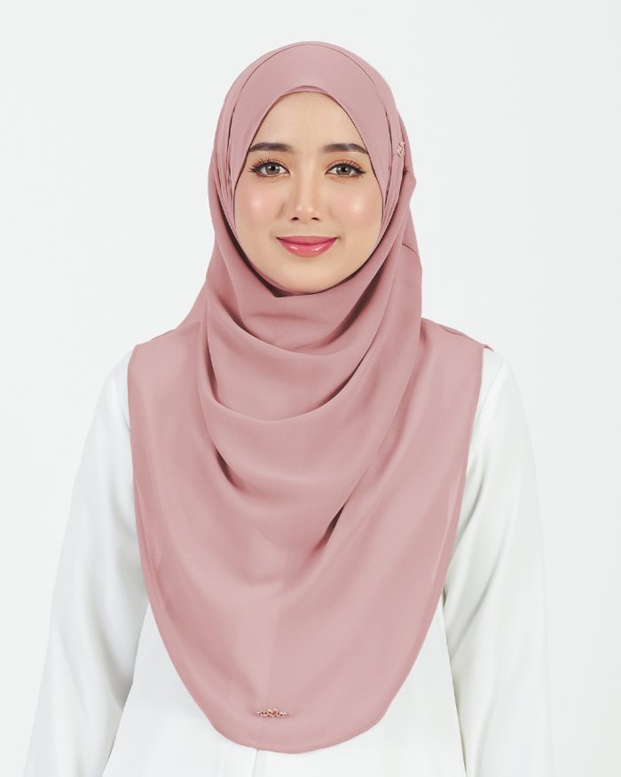 Tudung Sarung Instant Chiffon Lustia (L) - Light Mauve - Image 2