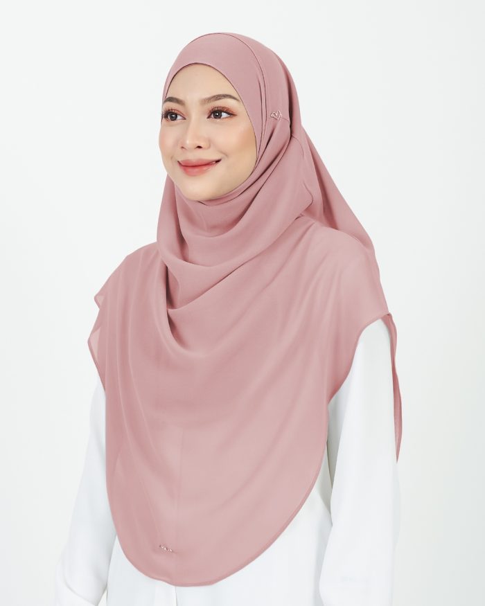 Tudung Sarung Instant Chiffon Lustia (XL) - Light Mauve