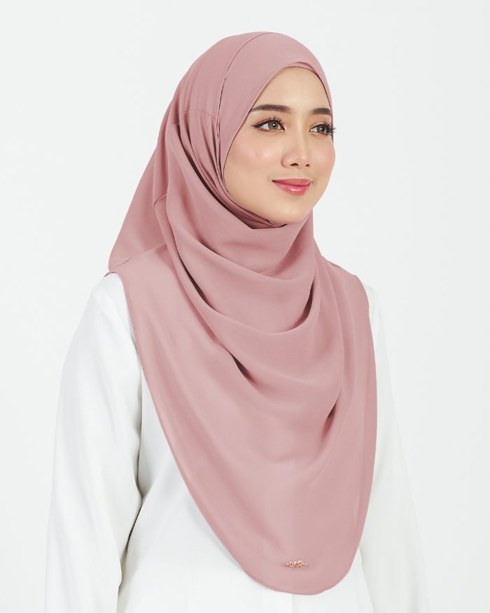 Tudung Sarung Instant Chiffon Lustia (L) - Light Mauve - Image 3