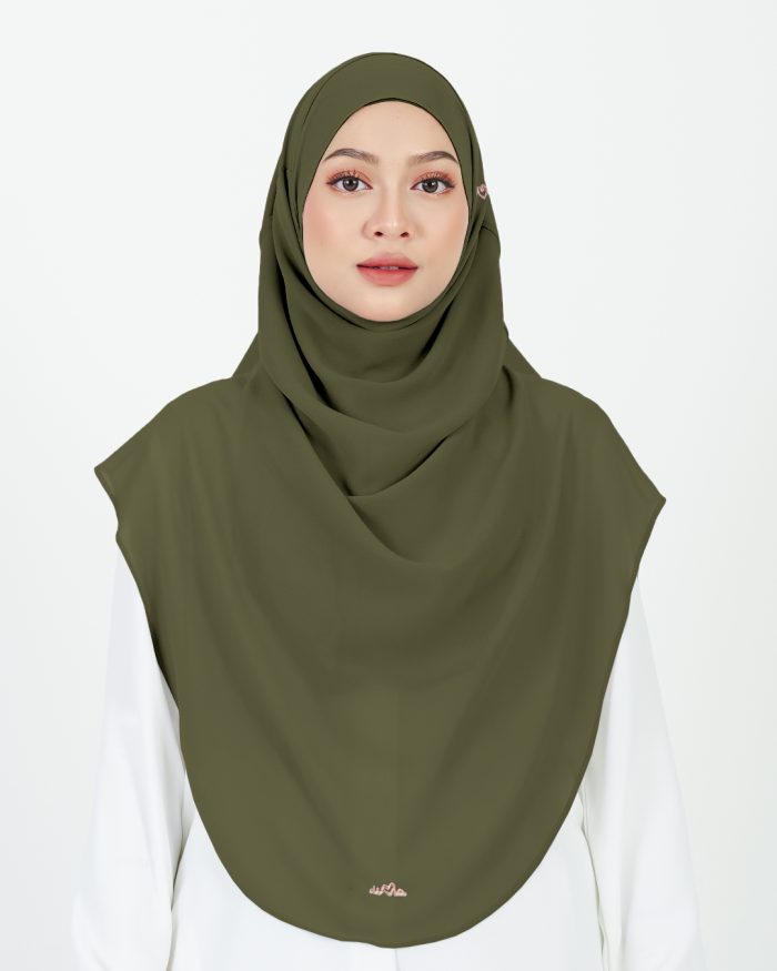 [AS-IS] Tudung Sarung Instant Chiffon Lustia (XL) - Olive Green