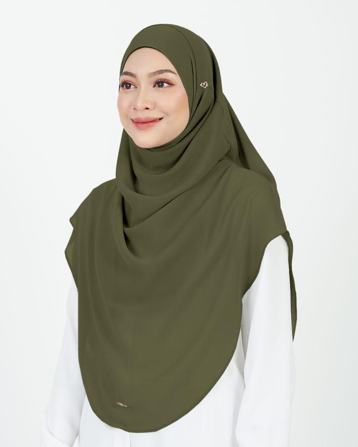 [AS-IS] Tudung Sarung Instant Chiffon Lustia (XL) - Olive Green - Image 2