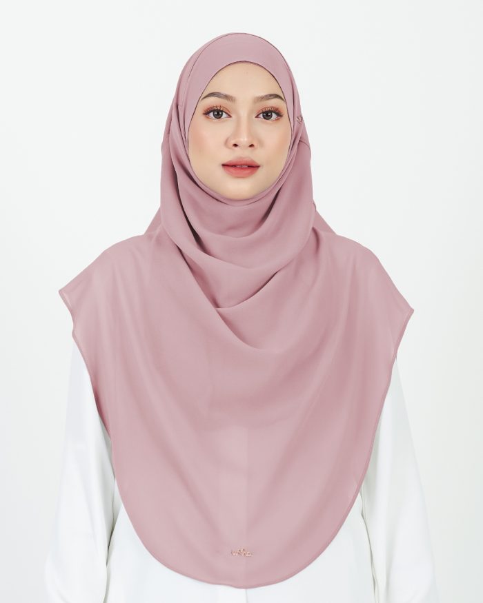 Tudung Sarung Instant Chiffon Lustia (XL) - Dusty Pink - Image 2