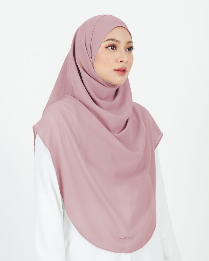 Tudung Sarung Instant Chiffon Lustia (XL) - Dusty Pink - Image 3