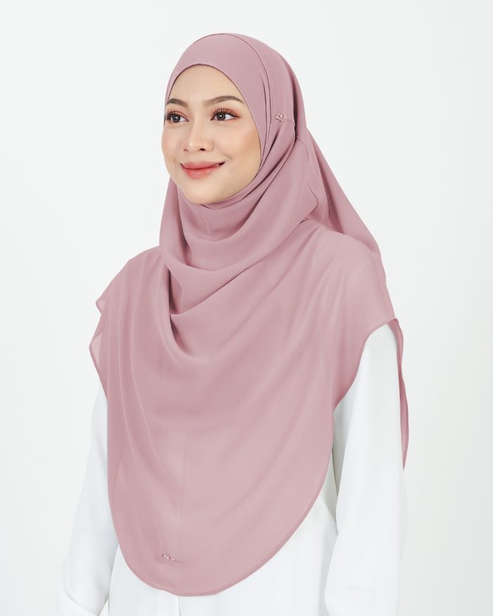 Tudung Sarung Instant Chiffon Lustia (XL) - Dusty Pink