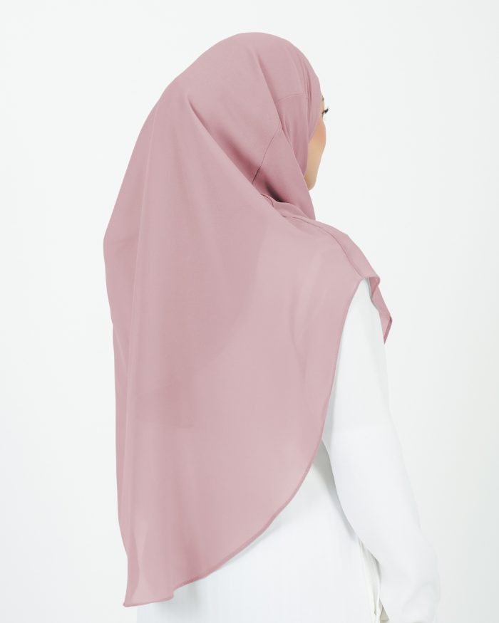 Tudung Sarung Instant Chiffon Lustia (XL) - Dusty Pink - Image 4