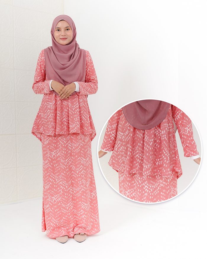 Baju Kurung Lola Printed 2.0 - Salmon Monet