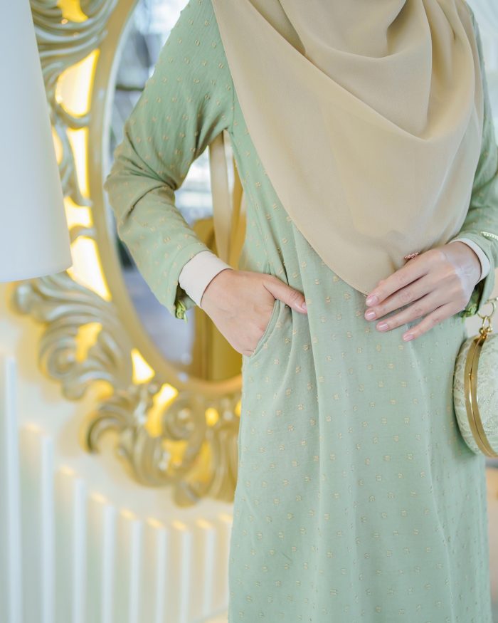 Baju Kurung Moden Rania - Sage Green - Image 3