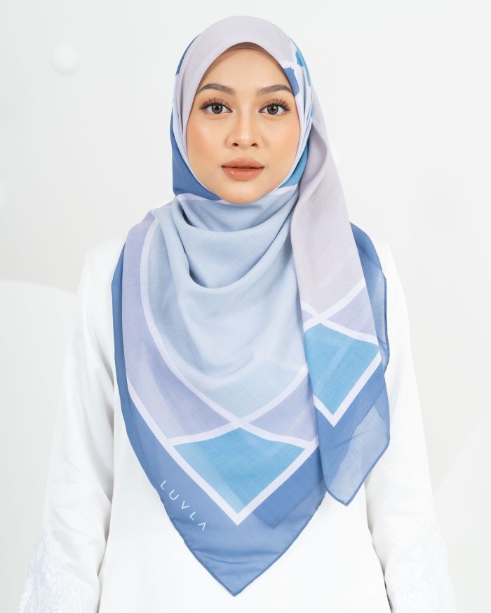Tudung Bawal Cotton Kueh Koci - Blue Lolly