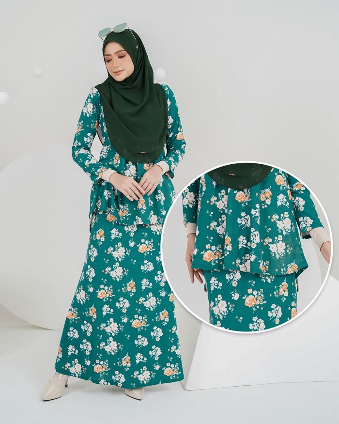 Baju Kurung Lola Printed 2.0 - Vardia Emerald