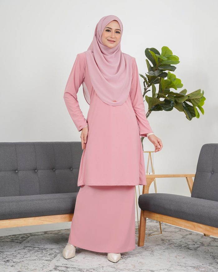 Baju Kurung Pahang Laura Plain 3.0 - Rose Pink