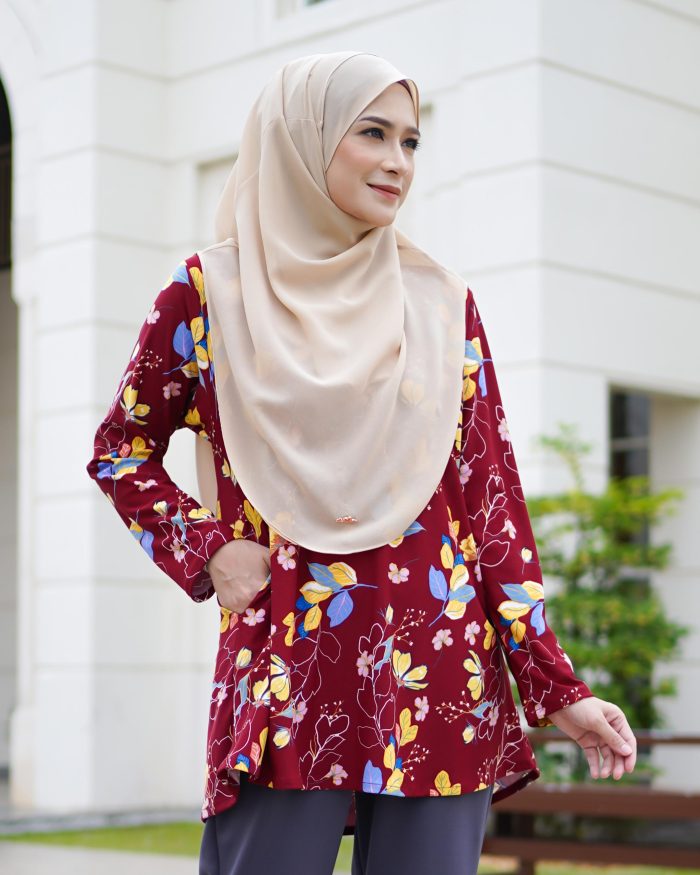 Blouse Luv Lia Printed - Calynia Maroon - Image 2