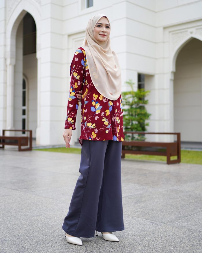 Blouse Luv Lia Printed - Calynia Maroon