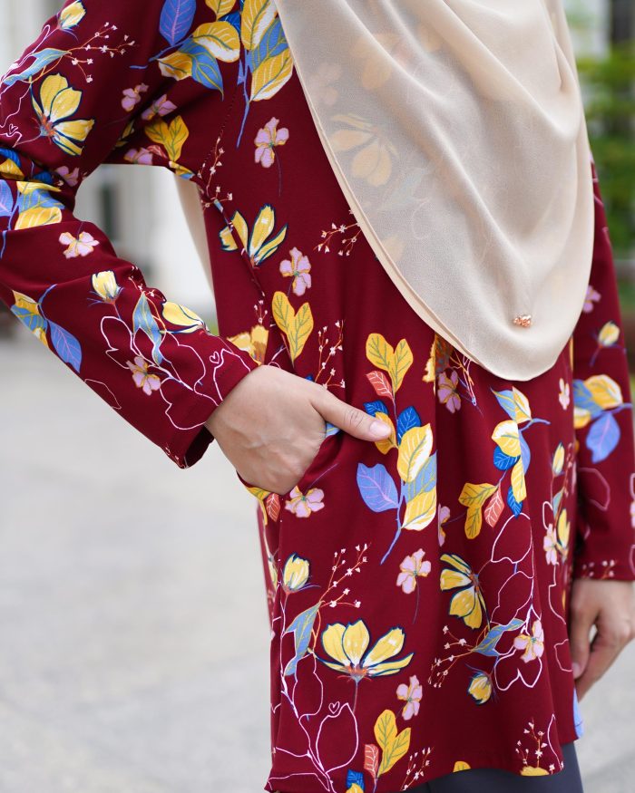 Blouse Luv Lia Printed - Calynia Maroon - Image 3