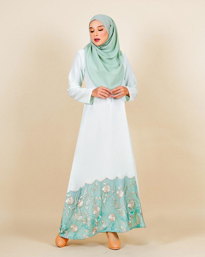 Abaya Lace Syarifah - Minty Green - Image 3