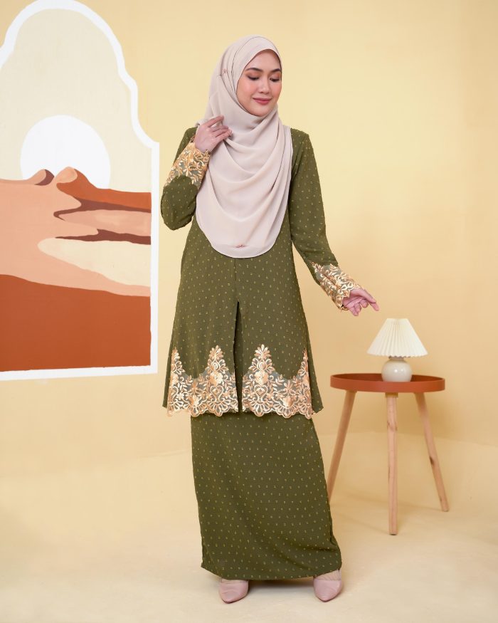 Baju Kebaya Lace Syawali - Olive - Image 3