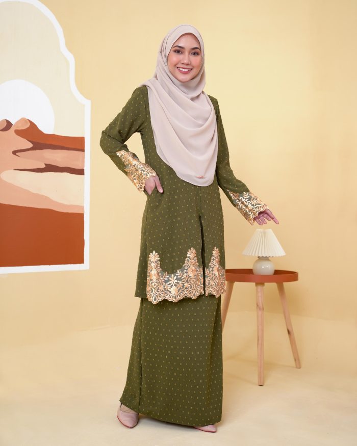 Baju Kebaya Lace Syawali - Olive - Image 2