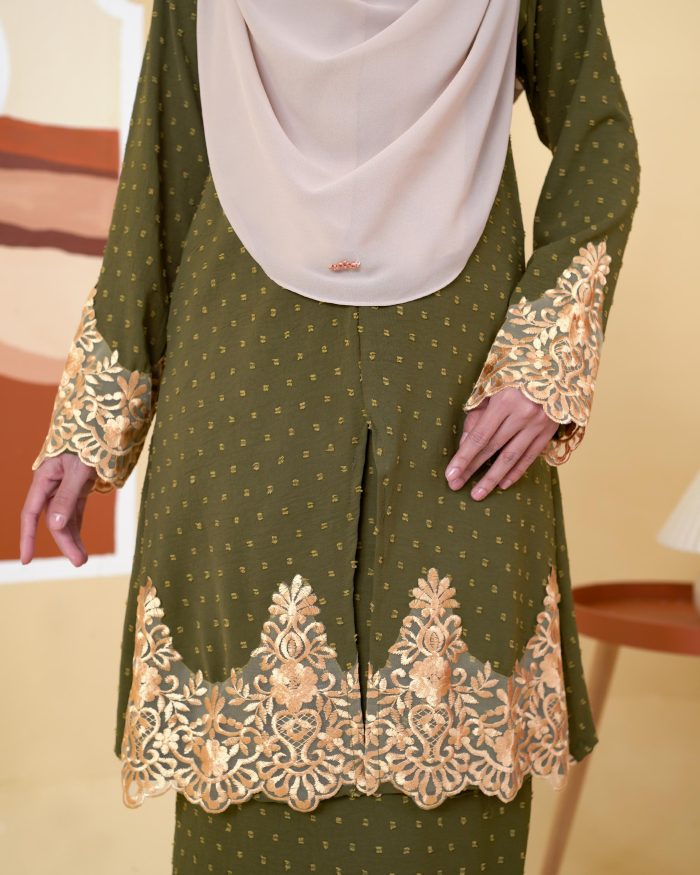 Baju Kebaya Lace Syawali - Olive - Image 4