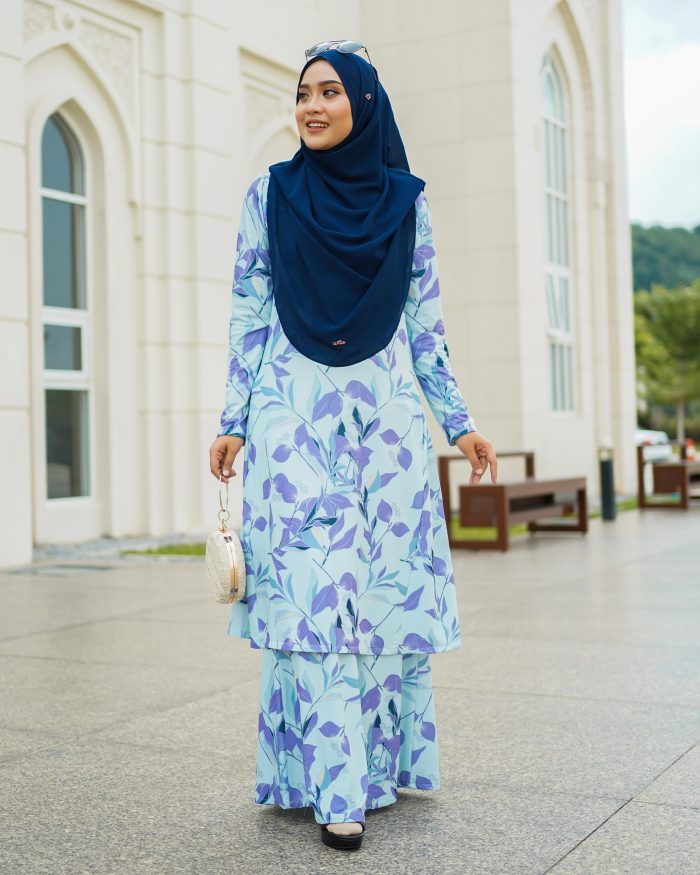 Baju Kurung Pahang Laura Printed - Glossy Grape