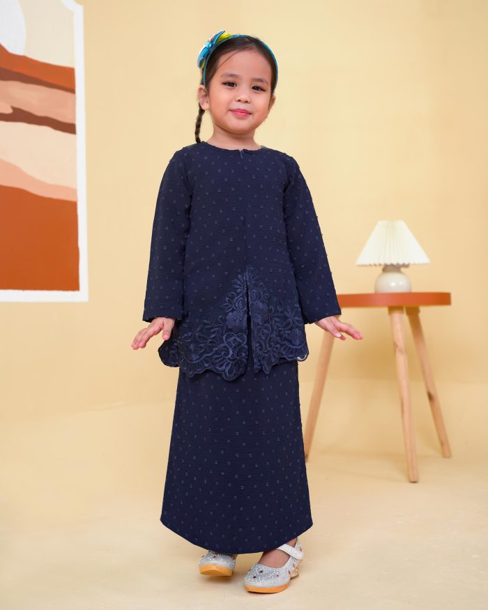 Baju Kebaya Lace Syawali Kids - Navy Blue