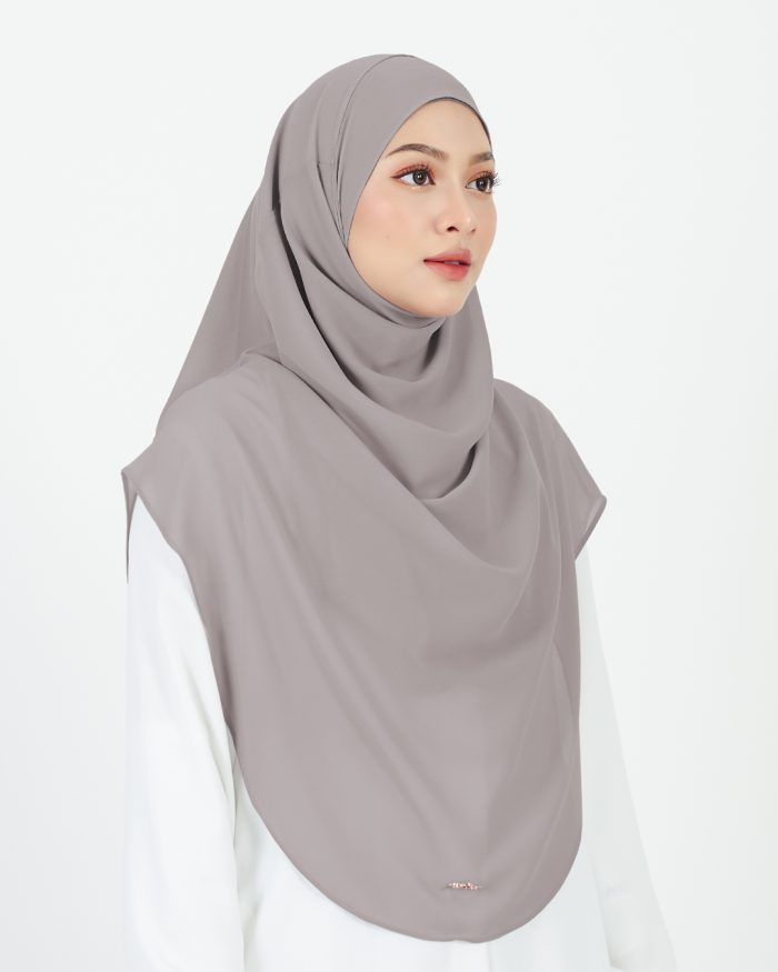 Tudung Sarung Instant Chiffon Lustia (XL) - Thistle Grey - Image 3