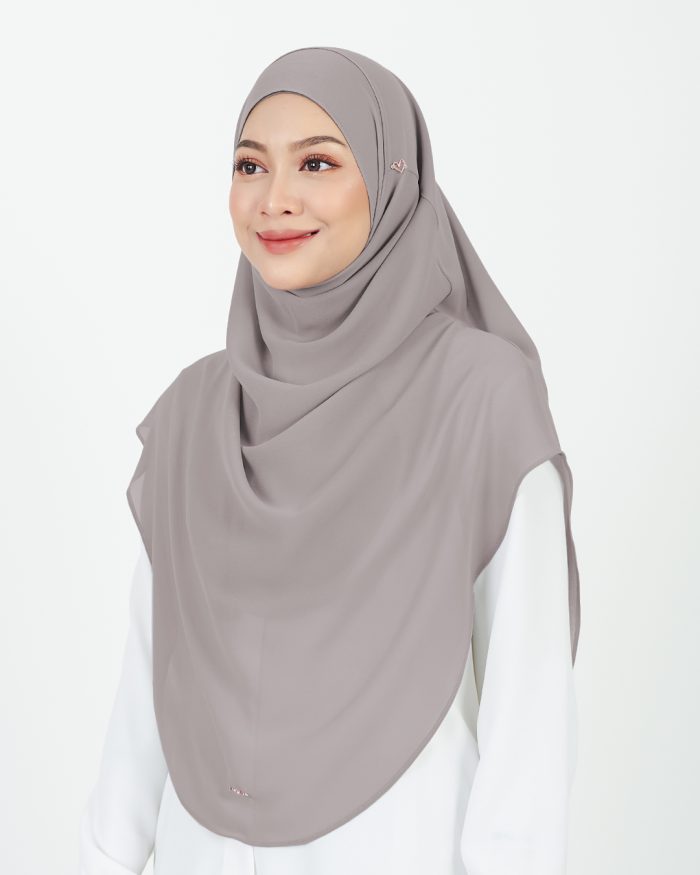 Tudung Sarung Instant Chiffon Lustia (XL) - Thistle Grey - Image 2