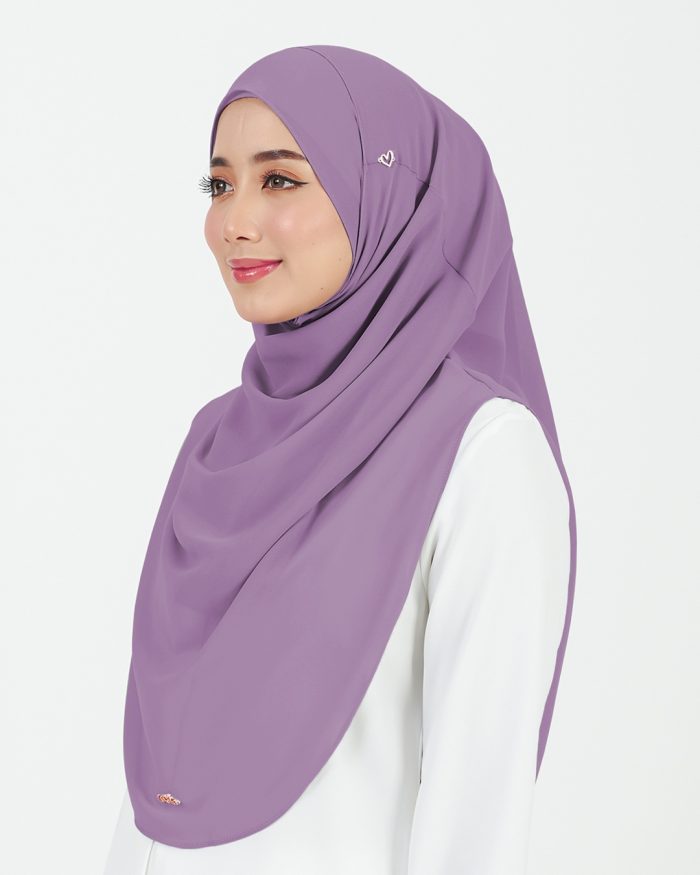 Tudung Sarung Instant Chiffon Lustia (L) - Lavender - Image 3