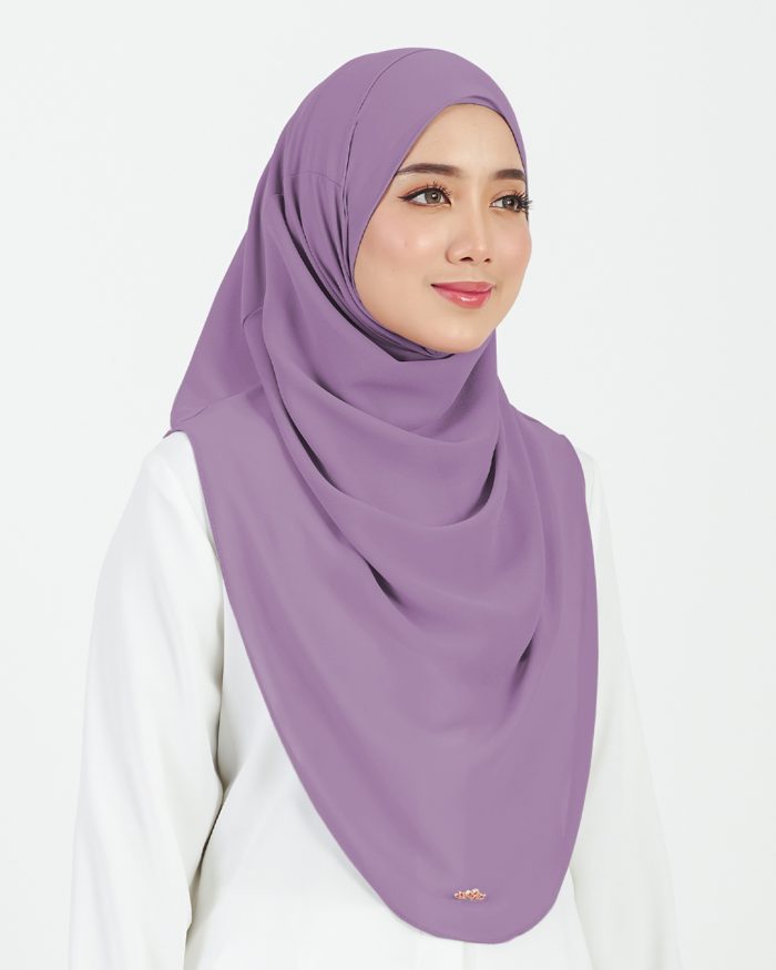 Tudung Sarung Instant Chiffon Lustia (L) - Lavender - Image 2
