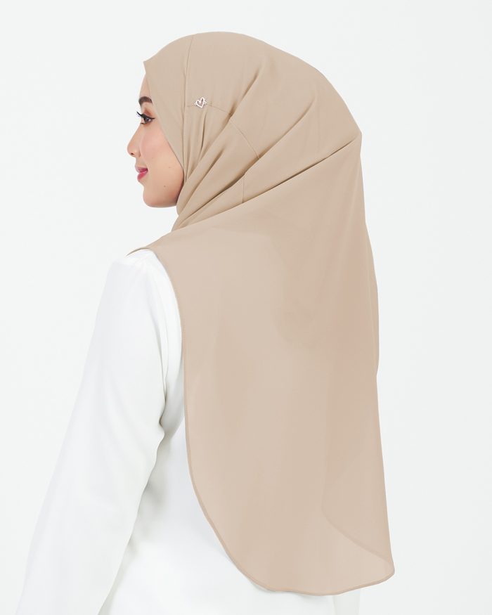 Tudung Sarung Instant Chiffon Lustia (L) - Oat Brown - Image 4