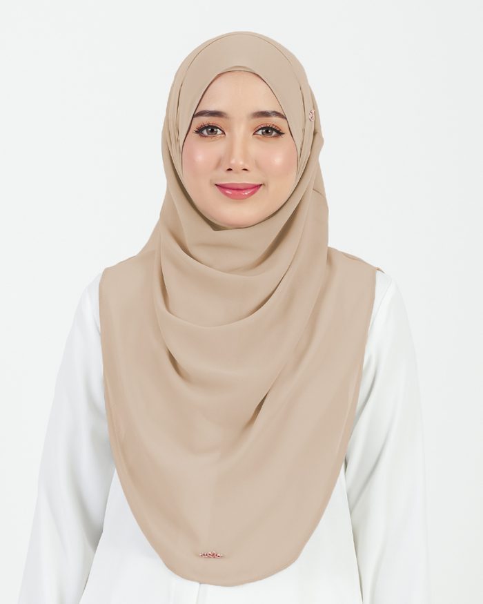 Tudung Sarung Instant Chiffon Lustia (L) - Oat Brown