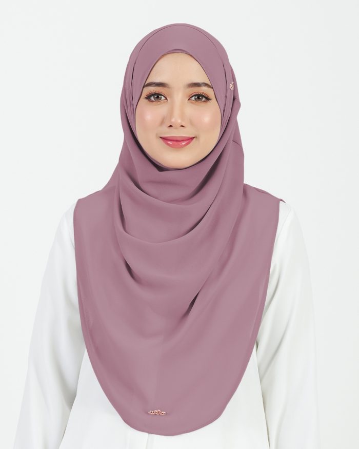 Tudung Sarung Instant Chiffon Lustia (L) - Mauve Purple