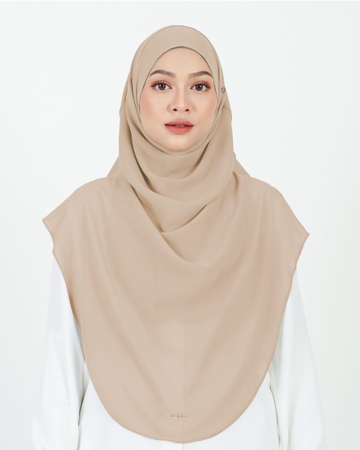Tudung Sarung Instant Chiffon Lustia (XL) - Oat Brown