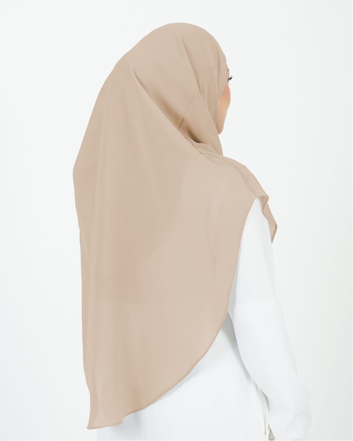 Tudung Sarung Instant Chiffon Lustia (XL) - Oat Brown - Image 4