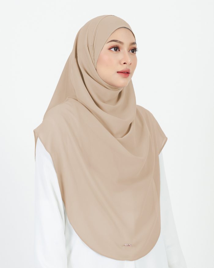 Tudung Sarung Instant Chiffon Lustia (XL) - Oat Brown - Image 3