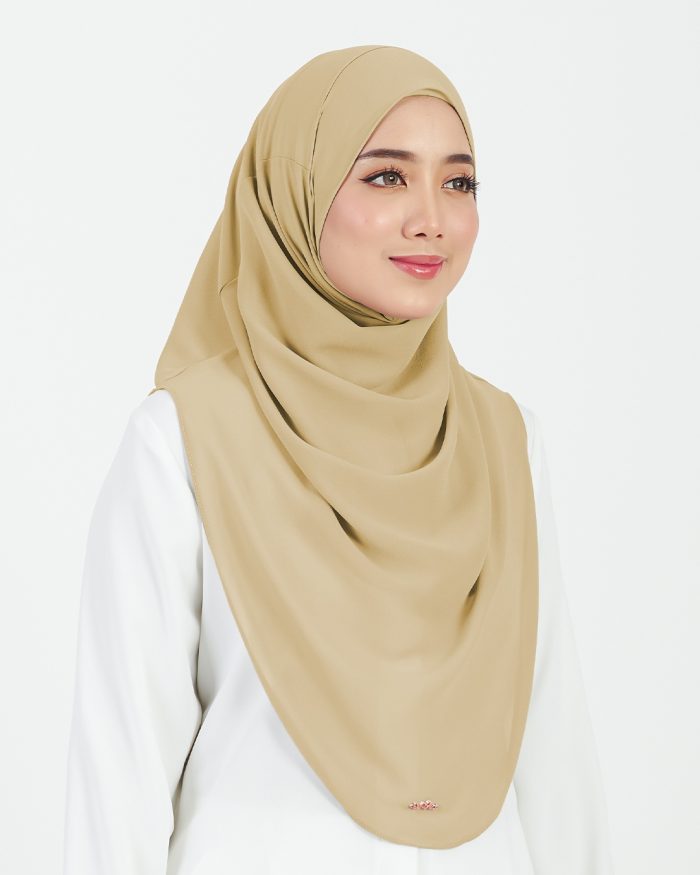 Tudung Sarung Instant Chiffon Lustia (L) - Beige Brown - Image 4